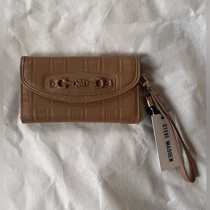 Steve Madden Brown Embossed Wristlet